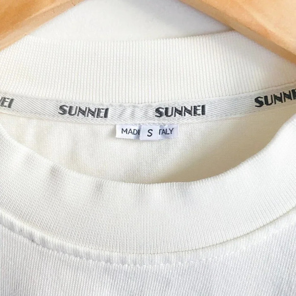 Sunnei White teal Spellout Long Sleeve T shirt Top S - Picture 6 of 9